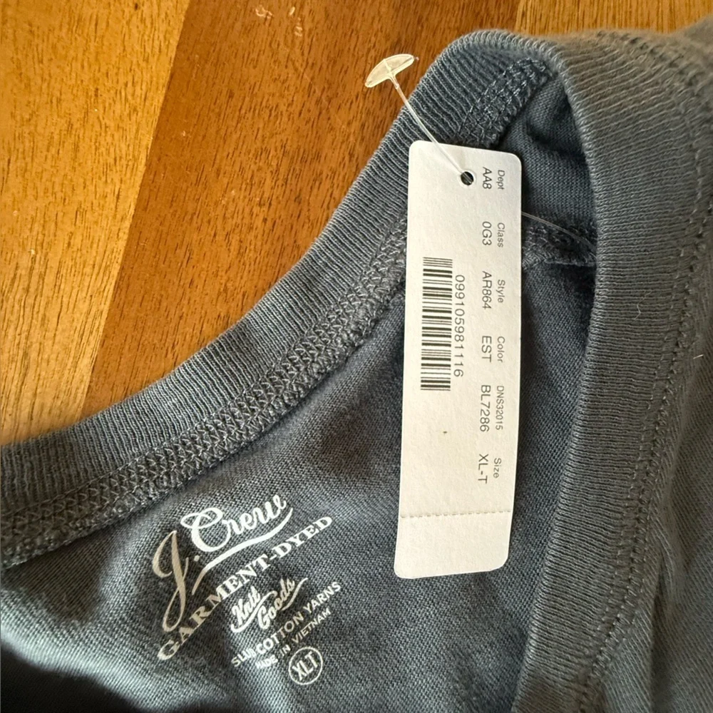 J. Crew Garment Died Dark Gray Long Sleeve Henley new with tag XLT